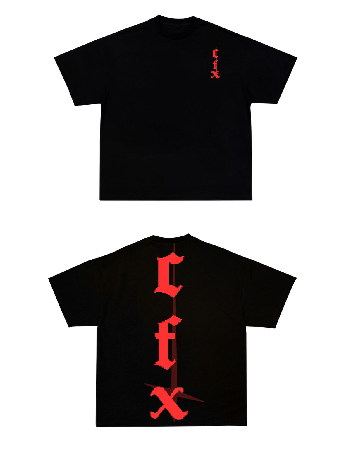 Vertical Red CFX Writing T-Shirt